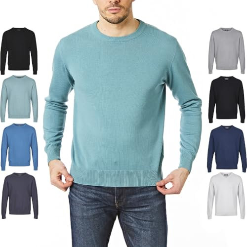 Castle Point CSPKNT003 Men's Cotton Jumper Pullover Sweater, Crew Neck, Moss, M