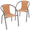 Nexos Trading 2er Set Bistrostuhl Stapelstuhl Balkonstuhl Rattanstuhl Gartenstuhl Terrassenstuhl Poly-Rattan Stahlgestell pflegeleicht stapelbar – Hellbraun