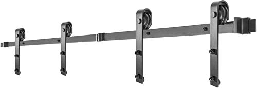 VEVOR Kit Quincaillerie Porte Double 305 cm Quincaillerie Porte Suspendue 150 kg Rail Porte Coulissante Acier Carbone 4 Cintres 6x4x30 cm Épaisseur Porte 35-45 mm pour Portes 152 cm Chambre Garages
