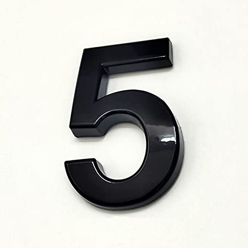3D Self Adhesive House Plaque Number Sticker 2 Inch 5cm Black ABS Plastic Door Number Room 0-9 Digits for Hotel Apartment Home Mailbox Bins Outdoor Street Plate Yard Weatherproof Anti-Rust (5)