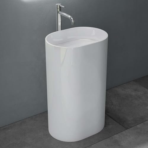 Mai & Mai Design Standwaschbecken freistehend Col45 weiß, aus Mineralguss, Waschtisch, BTH: 52x38x85cm