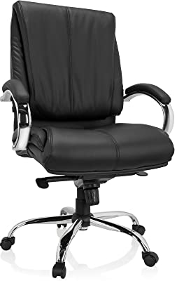 hjh OFFICE 729437 Chefsessel XXL H 100 Kunstleder, ergonomischer Bürostuhl, belastbar bis 180 kg, gepolstert, Schwarz