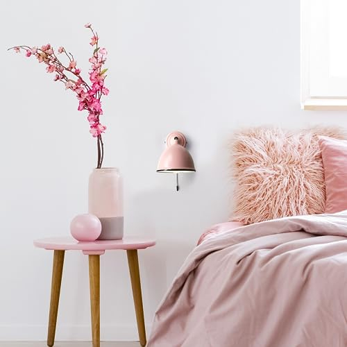 Lightbox Rosa Wandlampe - moderne Wandleuchte mit Zugschalter - 1 x E14 max. 28W - und schwenkbarem Kopf - aus Metall - in Rosa - 13 x 13 cm