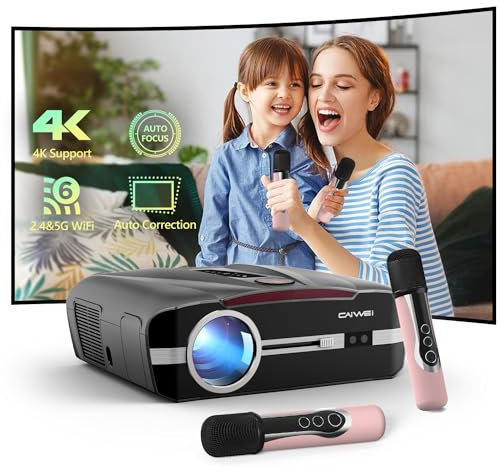 Projector 4K Auto Focus/Keystone with WIFI6 Bluetooth,1800ANSI Lumen Daytime Use,Smart Ultra HD 1080P Projector with Android TV/Netflix/Karaoke for Home Cinema Outdoor Movie Gaming Bedroom