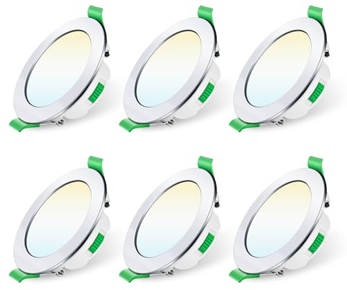 ALUSSO LED Einbaustrahler 230V Dimmbar 68mm 7W Ultra Flach IP44 LED Spots Warmweiß Neutralweiß Kaltweiß Deckenstrahler für Badezimmer Küche Wohnzimmer, Chrom, 6er Set