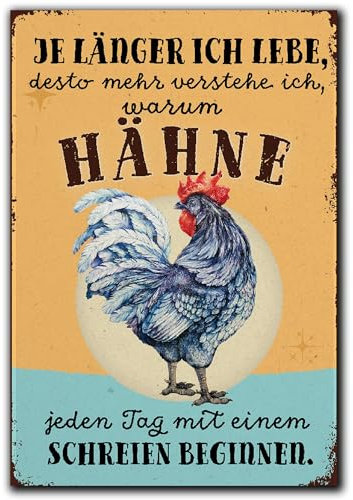 LANOLU Kühlschrankmagnete lustig- Hähne schreien - lustige Magnete mit Sprüchen und witzigen Motiven 8x5,5cm