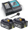 2x 18V 5.5Ah Replacement Battery Compatible with Makita Battery 18 V with DC18RC Charger Compatible with BL1860 BL1860B BL1850 BL1850B BL1840 BL1830 BL1820 LXT400 DC18RA DC18RC DC18RD