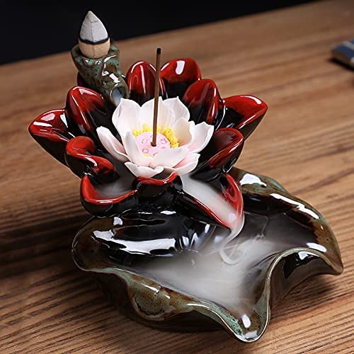 BRRIDE Lotus Räucherstäbchen Halter Wasserfall Rückfluss Räuchergefäß Keramik Aromatherapie Ornament Wohnkultur, Wohnzimmer Zen Dekorationen für Zuhause und Büro Yoga, Spa (Stil #2)