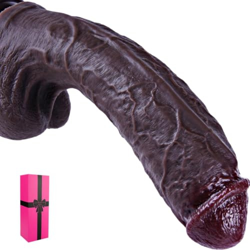 Dildo realistico gigante in silicone nero da 27,5 cm, dildo extra large e spesso con ventosa, pene lungo XXL, ottimo per la stimolazione del punto G e il gioco anale profondo, ottimo per le coppie gay