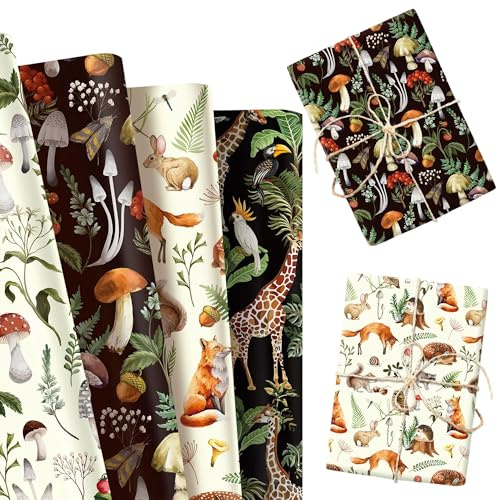 12 Blatt Dschungelpilz Geschenkpapier Walddesign Natur Geschenkpapier | 12 Blatt Dschungelpilz Geschenkpapier Walddesign Natur Geschenkpapier für Geburtstag Partyzubehör Pilz Partygeschenke