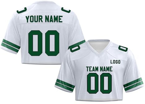 Rugby Trikot Damen personalisiert Name Nummer, American Football Shirt Bauchfreies Oberteil Kurzarm Cheerleader Outfit, Y2K Crop Top V-Ausschnitt Streetwear Mädchen