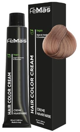 FemMas Haarfarbe Mittelblond Sandviolett 7.72 I Creme Haarfarbe mit Arganöl, Keratin & Ceramiden I Als dauerhafte Haarfärbung oder Tönung für strahlende, haltbare Farbergebnisse I 100 ml