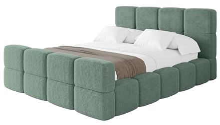 ALTDECOR Polsterbett mit Bettkasten und Lattenrost, Bett mit Matratze H3/H4, Kopfteil, Boxbett, Doppelbett mit Stauraum - NATA-Z 120x200 Grün
