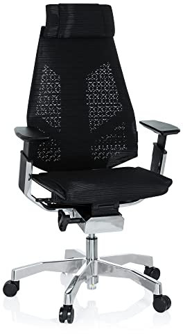 hjh OFFICE 652602 High End Bürostuhl GENIDIA PRO Netzstoff Schwarz Bürosessel ergonomisch, individuell einstellbar