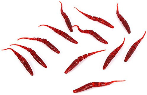 Alomejor Weiche Angelköder Kits Silikon Wurm Angelköder Earthworm Köder für Meer Süßwasserfischen(Rot)