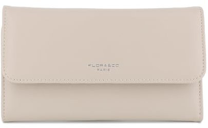 flora & co - Portefeuille Femme Rabat Tout-en-Un - Porte-chéquier Porte-Cartes Monnaie 3 en 1 - Compagnon Zippé 3 Volets Grande Capacité Fourre-Tout - Original Mode Tendance - Beige Taupe