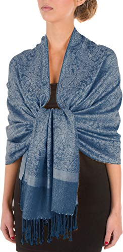 Sakkas 70 x 28 Paisley Selbst Design-Schal/Wrap/Stola - DenimBlue