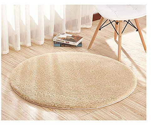 Multi-Size Flauschig Weiche Hochflor Shaggy Rund Teppich Bodenmatten Einfarbig für Wohnzimmer Schlafzimmer und Bad Licht Kamel 80 * 80cm