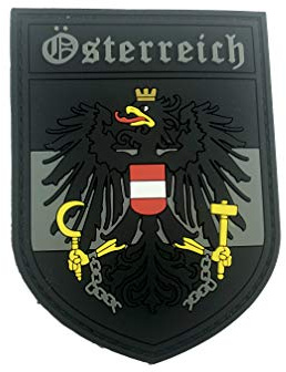 Österreich Wappen Österreichische Crest Schwarz Grau Airsoft Klettverschluss PVC-Patch