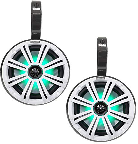 Galaxy Bullet - Set mit Lautsprechergehäuse (einzeln) und Lautsprecher mit LED-Licht von Kicker - für Boot- & Wakeboard-Tower - Weiß