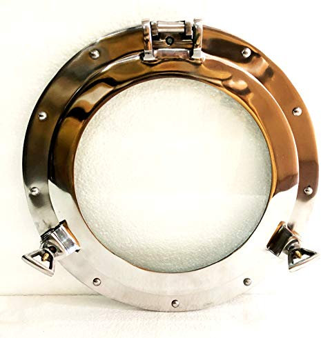 12 Maritime Shiny Silver Porthole Round Window Glass Nautical Boat Ship Porthole Decor