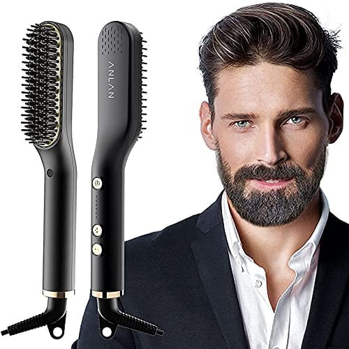 Lisseur Barbe 2 en 1 ANLAN - Brosse Lissante Cheveux Professionnel avec Température Réglable de 120°C à 200°C pour Homme et Femme - Chauffage Rapide en 30 Secondes