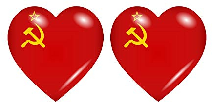 Akachafactory 2X Sticker Aufkleber Flaggen Flagge Fahne Herzen Sowjetunion UDSSR urss CCCP