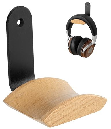 GGF Headset Halterung Kopfhörer Ständer mit 6cm Breiter Kopfstütze aus Buche,Kopfhörer Halter mit 3M Klebeband und Schraube Headset Ständer