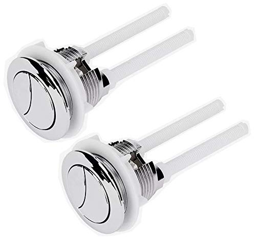 2 Piezas Pulsador Doble para Cisterna WC Botón Reemplazo de Doble Descarga 38 mm para Inodoro Botón de Tanque de Inodoro (Plata)