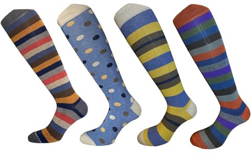 CriCri Socks - 4 Paia Calze Caldo Cotone Uomo Lunghe (Taglia Unica) Calzettoni Uomo Invernali con Fantasia Colorata, Calzini per Abbigliamento Casual e Semi Formale, Made in Italy (Combinazione 4)