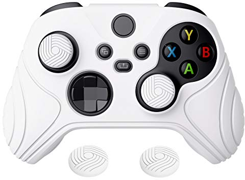 eXtremeRate PlayVital Cover Skin per Xbox Series X S Controller Joystick Custodia Protettiva in Silicone Gomma Antiscivolo con 2 Gommini Coprilevette Analogiche-Samurai Edizione(Bianco)