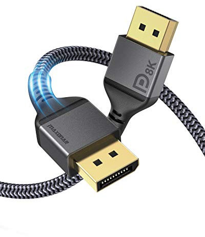 Maxonar DisplayPort Cable 1.4 2M/6.6FT DP1.4 Cable 8K@60Hz HBR3 4K@60Hz/144Hz/120Hz 5K@60Hz 2K@165Hz/240Hz Support FreeSync G-Sync HDR10 Display Port for Gaming Monitor Graphics Card