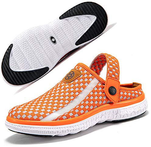 Zoccoli Sabot Donna Uomo Pantofole Scarpe da Mare Spiaggia Sandali Estate Leggero Antiscivolo Slip-on Clogs Ciabatte Arancia 40