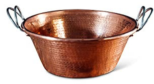 Sertodo Copper Padella per marmellata, diametro 25,4 cm x profondità 10,8 cm, 100% rame massiccio, calibro pesante, martellato a mano, sistema di manico brevettato | marmellata, carnitas, polenta,