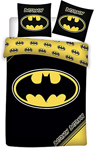 Batman Bettwäsche-Set 100% Baumwolle, Bettbezug 135 x 200 cm Kissenbezug 80 x 80 cm
