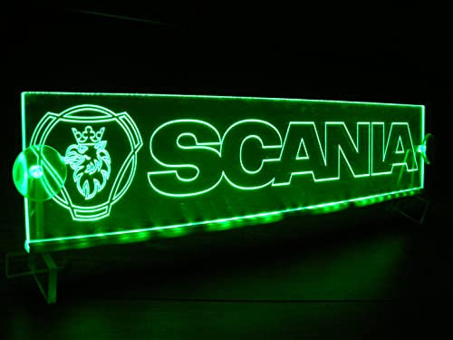 Beleuchtetes Lkw-Nummernschild, angepasst an die Windschutzscheibe, Innenraum für Ihre Kabine, Farbe: Grün. Geeignet für alle Scania-Modelle.