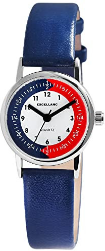 Excellanc Kinder-Uhr Kunstleder Lernuhr Junge Mädchen Analog Quarz 4900005 (blau)