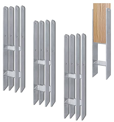 NAIZY H-Pfostenträger 6 Stück Pfostenanker Stahl 600mm Länge H-anker Pfosten Langlebig 91mm Breite Vierkantholzpfosten Säulenfuß, für Carports Pfahlbauten Wildtürme Zäune Pergola