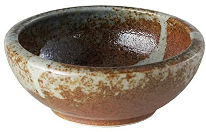 Wazakura Minoyaki Serie Kleine Runde Glasierte Ikebana Blumenvase, Made in Japan, Handbemalte Keramik für Blumenstecken Arrangements - Weiße Streifen und Terrakotta