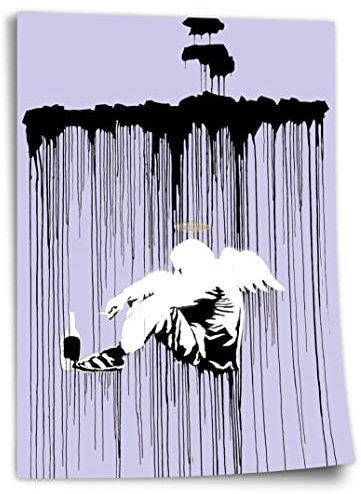 Poster aus Baumwolle Graffiti Engel, Street-Art Banksy Klimaschutz - Moderner Kunstdruck Canvas - Wohnzimmer, Inneneinrichtung Deko Kunstdruck ohne Rahmen, Wandbild - A4, A3, A2, A1, A0, XXL - Wohn..