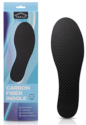 Carbon Fiber Insole 1 Piece, FAKILO Carbon Fiber Shoes Insert for Women Men, Rigid Support for Turf Toe, Foot Fractures, Hallux Rigidus, Mortons Toe-273mm