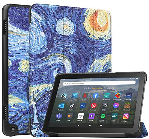 FTRONGRT Funda para Amazon Fire HD 8 2022 Funda, Slim Smart Cover Funda Protectora de PU Cuero,Función de Soporte incorporada, para Amazon Fire HD 8 2022 -Cielo Estrellado