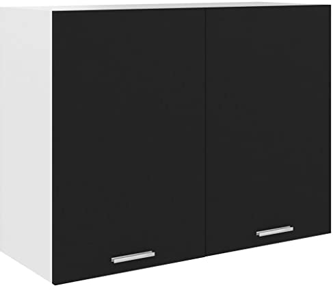 WIFESE Hängeschrank 80x31x60 cm 2 Regalböden Küchenschrank Küchenzeile Wandschrank Für Wohnzimmer Küche Schrank Einbauküche Badezimmermöbel Badezimmerschrank Cabinet Hängend Schwarz Holzwerkstoff