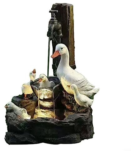 Lampe LED en forme d'écureuil, statue d'animal en résine, fontaine avec lumières solaires pour décoration de terrasse (canard-)