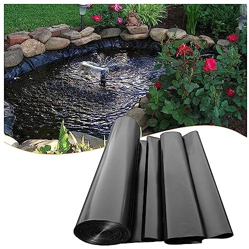 Teichfolie Aus HDPE Gummi, 2x12m 4x6m 5x9m 6x10m 8x12m 10x15m Dichtungsfolie Schwarz Teichplane Schwerlast Teichfolien Gartenteichfolie Für Kleine Teiche, Undurchlässig Folie Teichmembran(Größe:4x6m(1