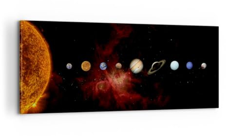 Panorama Bilder auf Leinwand 100x40cm Leinwandbild Sonnensystem Planeten Kosmos Groß Wanddeko Bild Schlafzimmer Wandbilder Dekoration Wohnzimmer Wall Decor Canvas Wand Kunstdruck Art AB100x40-5377