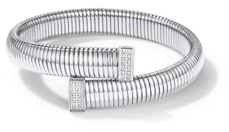 GoldChic Vintage Nagel Armband 10mm breit Edelstahl Damen Frauen Armbänder Verstellbare Silber Stretch Elastischer Armreif