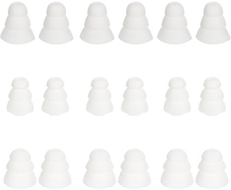 sourcing map Silicone Triple Flange Ear Bud Tips Low Noise for Inside Diameter 4mm-5mm Earbuds In-Ear Earphones(Inner Hole 4mm) S/M/L,9 Pairs, White