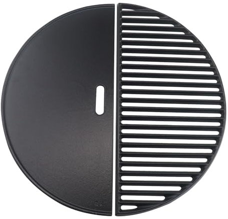 45,7 cm Halbmond-Grillplatte für Kamado Joe Classic I, II, III, großes grünes Ei, halbmondförmiges Gusseisen-Grillrost und Halbmond-Wendeplatte für Vision Grill B-11N1A1-Y2A, VGKSS-CC2
