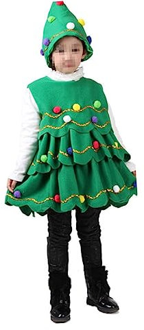 CALLARON Vestido De Árbol De Navidad y Sombrero Disfrazarse De Arbol De Navidad Sombrero y Vestido Para Niños Disfraz De Mascota De Árbol Disfraz De Navidad Traje De Espiga Chica Bebé